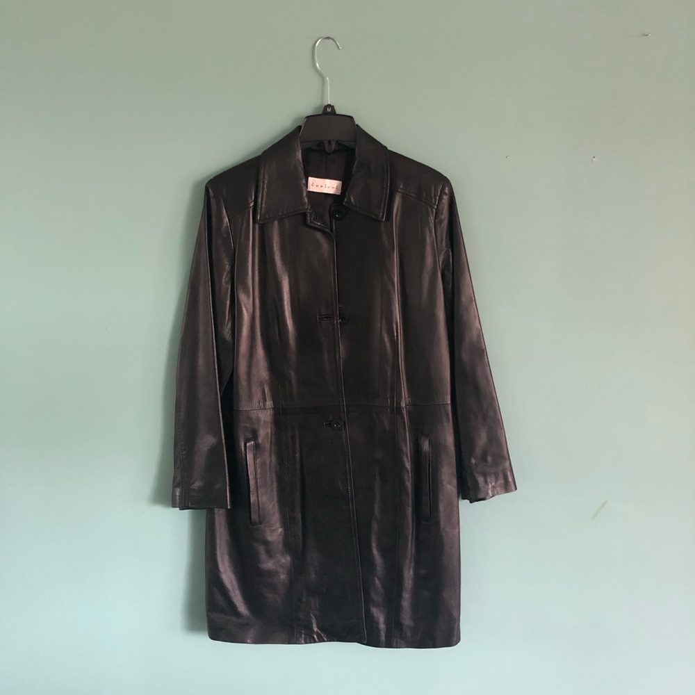 Vericci long leather jacket